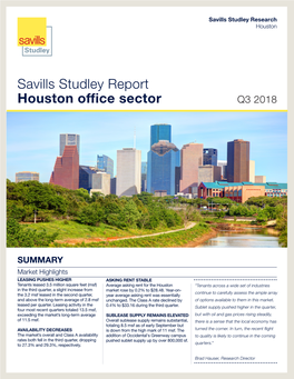 Savills Studley Report Houston Office Sector Q3 2018