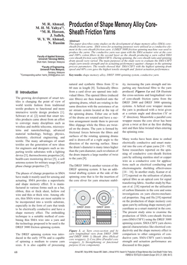 Production of Shape Memory Alloy Core- Sheath Friction Yarns