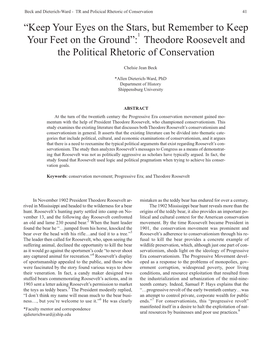 Theodore Roosevelt and the Political Rhetoric of Conservation