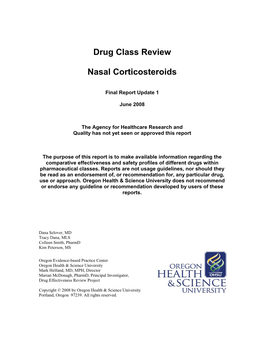 Drug Class Review Nasal Corticosteroids