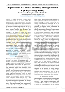 Improvement of Thermal Efficiency Through Natural Lighting: Energy