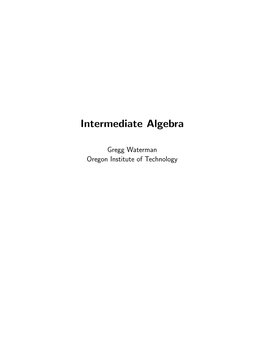 Intermediate Algebra