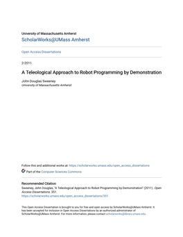 A Teleological Approach to Robot Programming by Demonstration