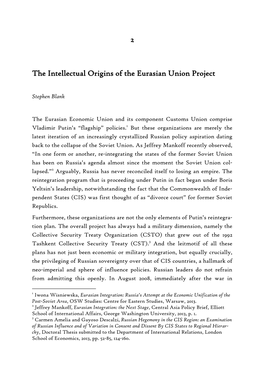 2 the Intellectual Origins of the Eurasian Union Project