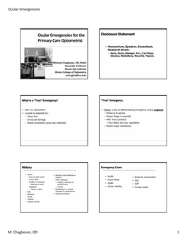 Ocular Emergencies for the Primary Care Optometrist