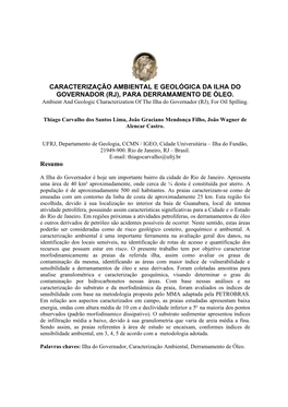 Caracterização Ambiental E Geológica Da Ilha Do Governador (Rj), Para Derramamento De Óleo