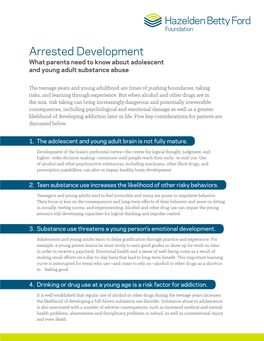 Arrested Development What Parents Need to Know About Adolescent and Young Adult Substance Abuse