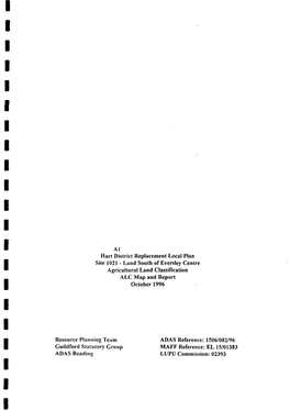 Land South of Eversley Centre Agricultural Land Classiflcation ALC Map and Report October 1996