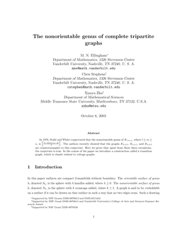 The Nonorientable Genus of Complete Tripartite Graphs