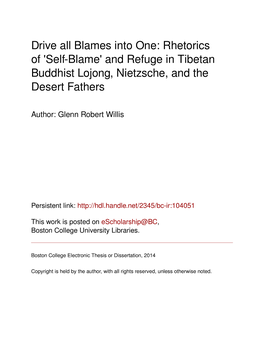 'Self-Blame' and Refuge in Tibetan Buddhist Lojong, Nietzsche, and the Desert Fathers