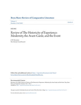 Modernity, the Avant-Garde, and the Event J