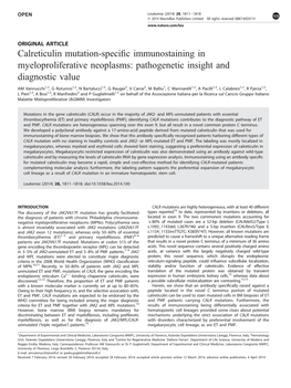 Calreticulin Mutation-Specific Immunostaining In