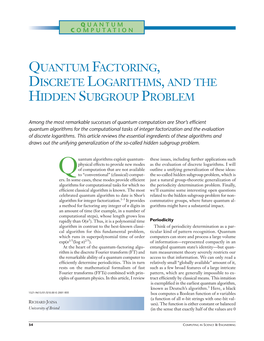 Quantum Factoring, Discrete Logarithms, and the Hidden Subgroup Problem