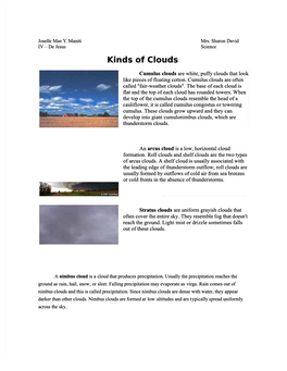 Kinds of Clouds