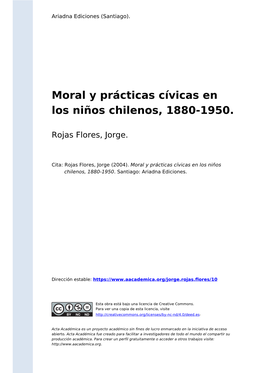 Moral Y Prácticas Cívicas En Los Niños Chilenos, 1880-1950