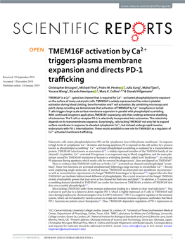TMEM16F Activation by Ca2+ Triggers Plasma Membrane Expansion And