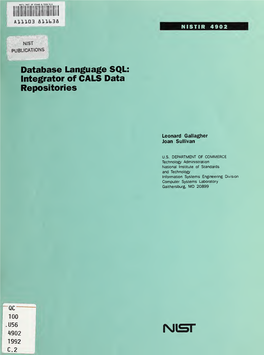 Database Language SQL: Integrator of CALS Data Repositories
