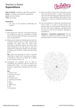 Teacher's Notes Superstitions