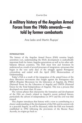 A Military History of the Angolan Armed Forces from the 1960S Onwards—As Told by Former Combatants