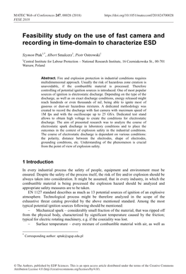 Feasibility Study on the Use of Fast Camera and Recording in Time-Domain to Characterize ESD