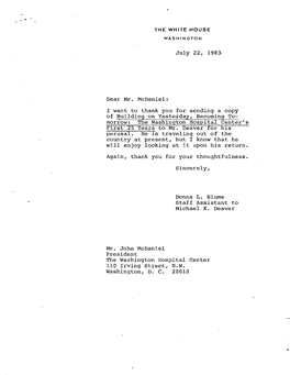 July 22, 1983, Dear Mr. Mcdaniel