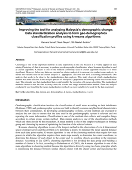 Data Standardization Analysis to Form Geo-Demographics Classification Profiles Using K-Means Algorithms