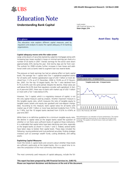 Education Note Lead Analyst Understanding Bank Capital UBS Financial Services, Inc