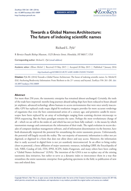 Towards a Global Names Architecture: the Future of Indexing Scientific Names