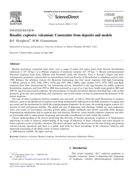 Basaltic Explosive Volcanism: Constraints from Deposits and Models B.F