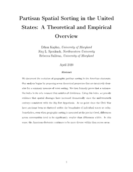 Partisan Spatial Sorting in the United States: a Theoretical and Empirical Overview