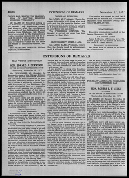 HON. EDWARD J. DERWINSKI November 11, 1971 HON. ROBERT