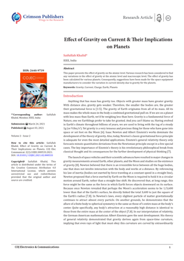 Effect of Gravity on Current & Their Implications on Planets