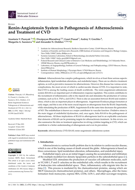 Renin-Angiotensin System in Pathogenesis of Atherosclerosis and Treatment of CVD