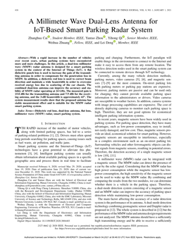 A Millimeter Wave Dual-Lens Antenna for Iot-Based Smart Parking Radar