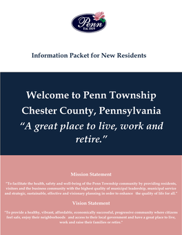 Penn Township Chester County, Pennsylvania “A Great Place to Live