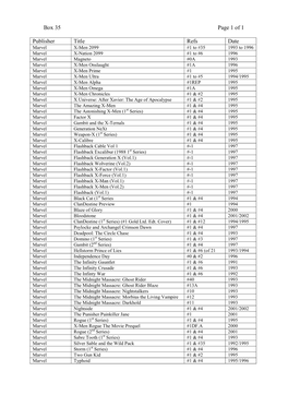 Box 35 Page 1 of 1 Publisher Title Refs Date