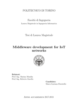 Middleware Development for Iot Networks