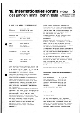 9 UHR AB WIEN WESTBAHNHOF Seinen Ausgang Fand Dieses Ungewöhnliche Unternehmen Bei Der Wiener Architektengruppe Land Österreich 1987 "Spur Wien"