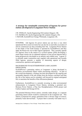 A Strategy for Sustainable Construction of Lagoons for Power Station Ash Disposal at Longannet Power Station