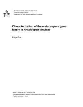 Characterization of the Metacaspase Gene Family in Arabidopsis Thaliana