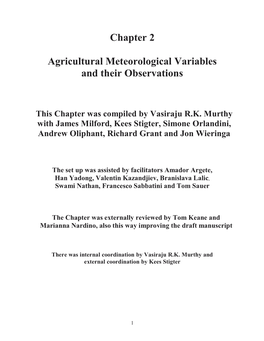 Chapter 2 Agricultural Meteorological Variables and Their Observations
