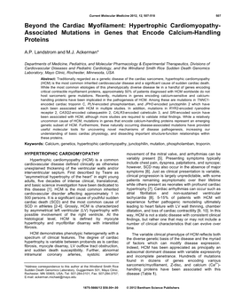 Hypertrophic Cardiomyopathy- Associated Mutations in Genes That Encode Calcium-Handling Proteins