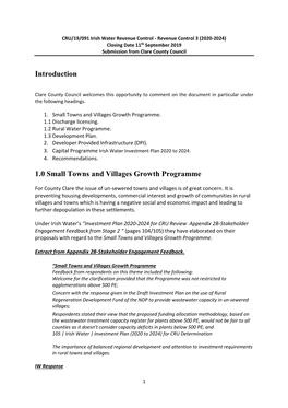 Introduction 1.0 Small Towns and Villages Growth Programme