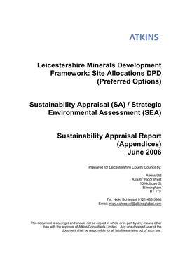 Sustainability Appraisal (SA) / Strategic