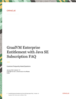 Graalvm Enterprise Entitlement with Java SE Subscription FAQ