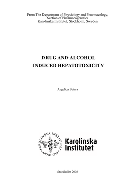 Drug and Alcohol Induced Hepatotoxicity