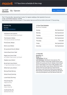 117 Bus Time Schedule & Line Route