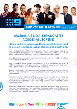 Australia's No.1 Broadcaster Across All Screens