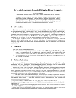 Corporate Governance Issues in Philippine-Listed Companies