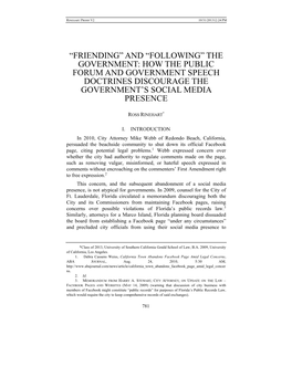 How the Public Forum and Government Speech Doctrines Discourage the Government’S Social Media Presence